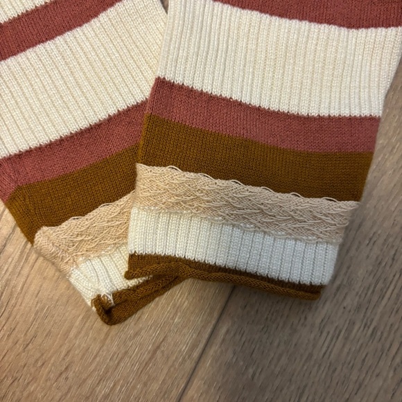 Free People Striped Turtleneck Sweater - White, Pink, Brown - Picture 6 of 7